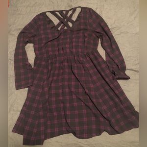 Purple and black plaid dress